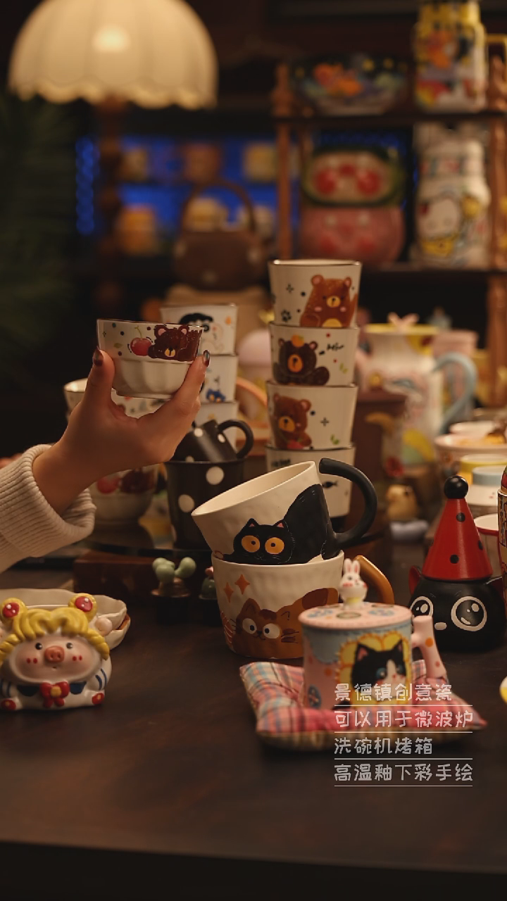 陶瓷景德镇可爱陶瓷釉下彩绘设计师款