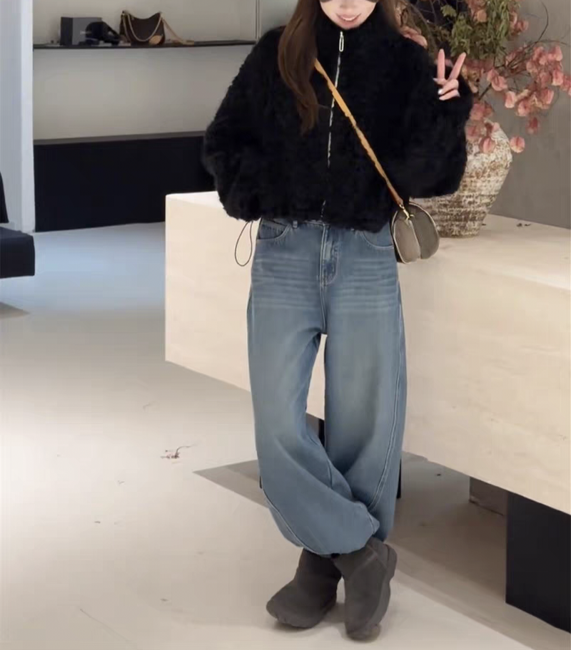 799-DQ时尚立领毛毛加厚百搭短款外套(80-140)  