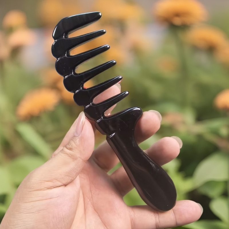 精品牛角卷发梳大号七齿按摩梳宽齿烫发梳头防静电