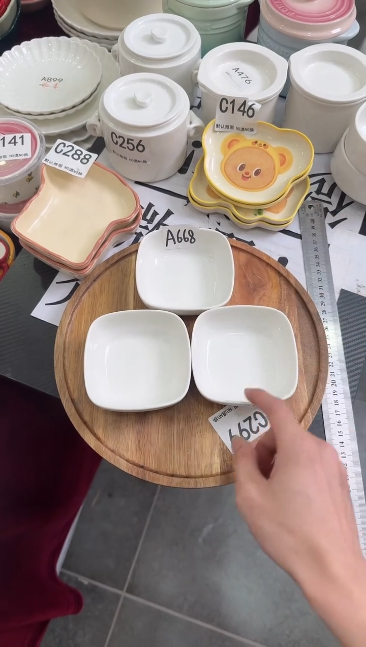 摆件陶A668 3个陶瓷餐具微瑕库存尾货