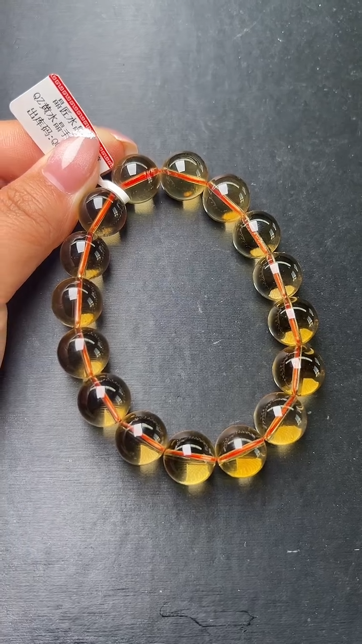 未镶嵌手串水晶黄水晶手串13m+  M51459