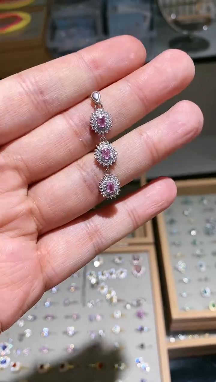 【闪购商品】蓝宝石颈饰银S925镶嵌吊坠
