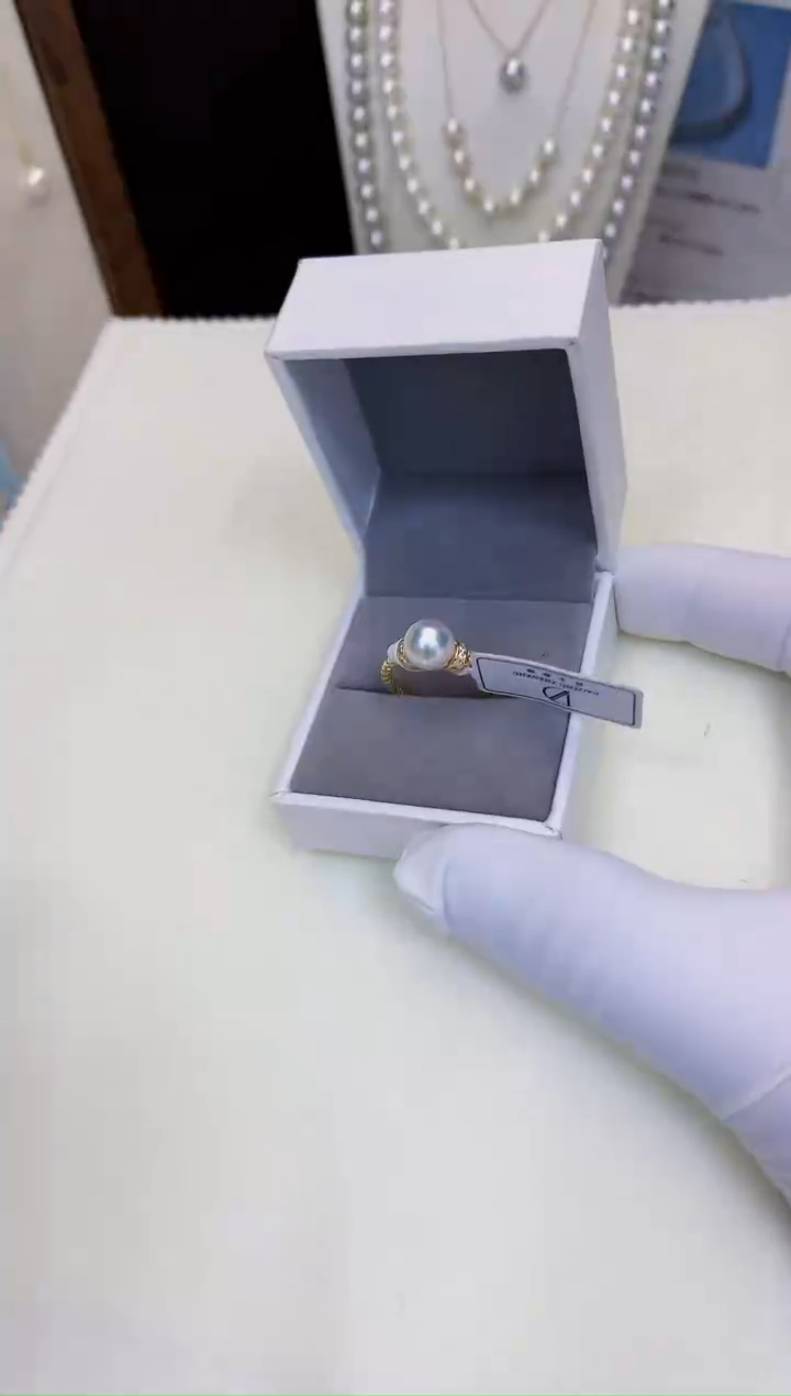 银S925镶嵌海水珍珠饰品设计款戒指