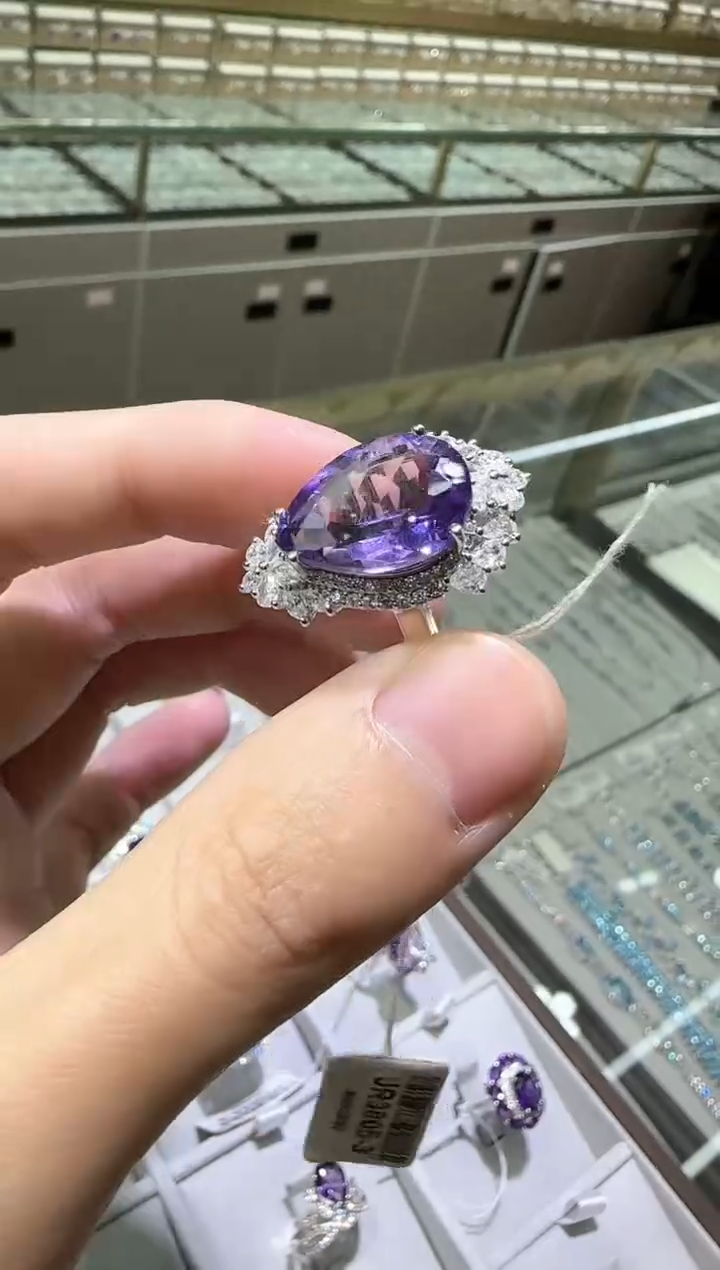 【闪购商品】紫晶戒指银S925镶嵌12*16mm