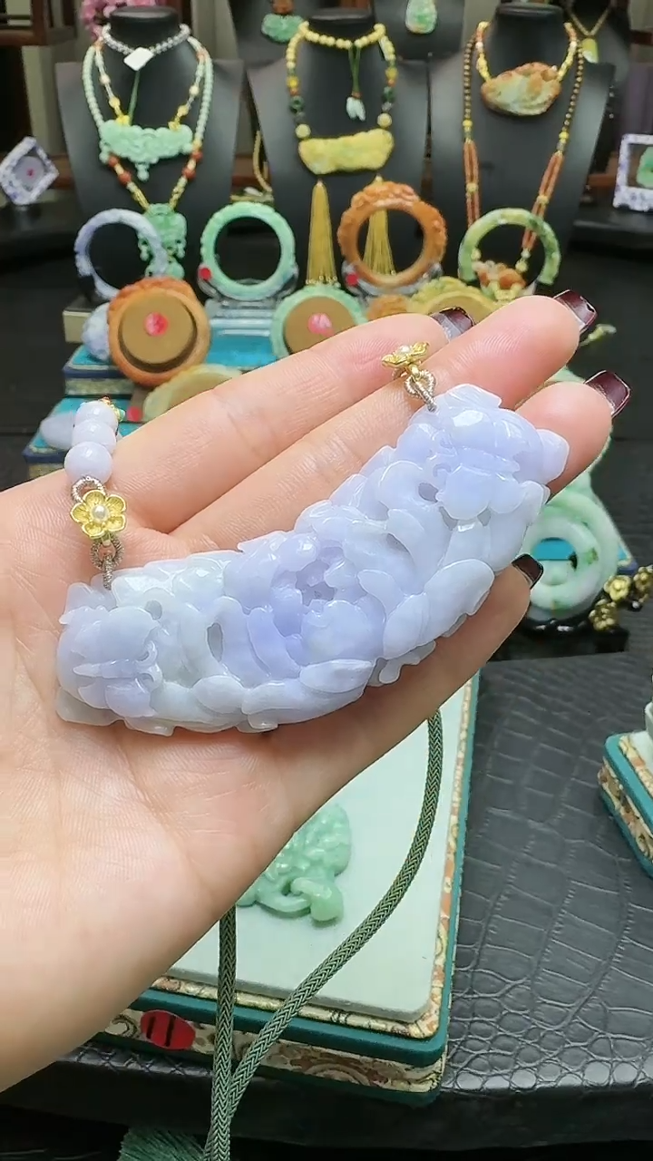 【闪购商品】翡翠颈饰未镶嵌天然翡翠花开富贵