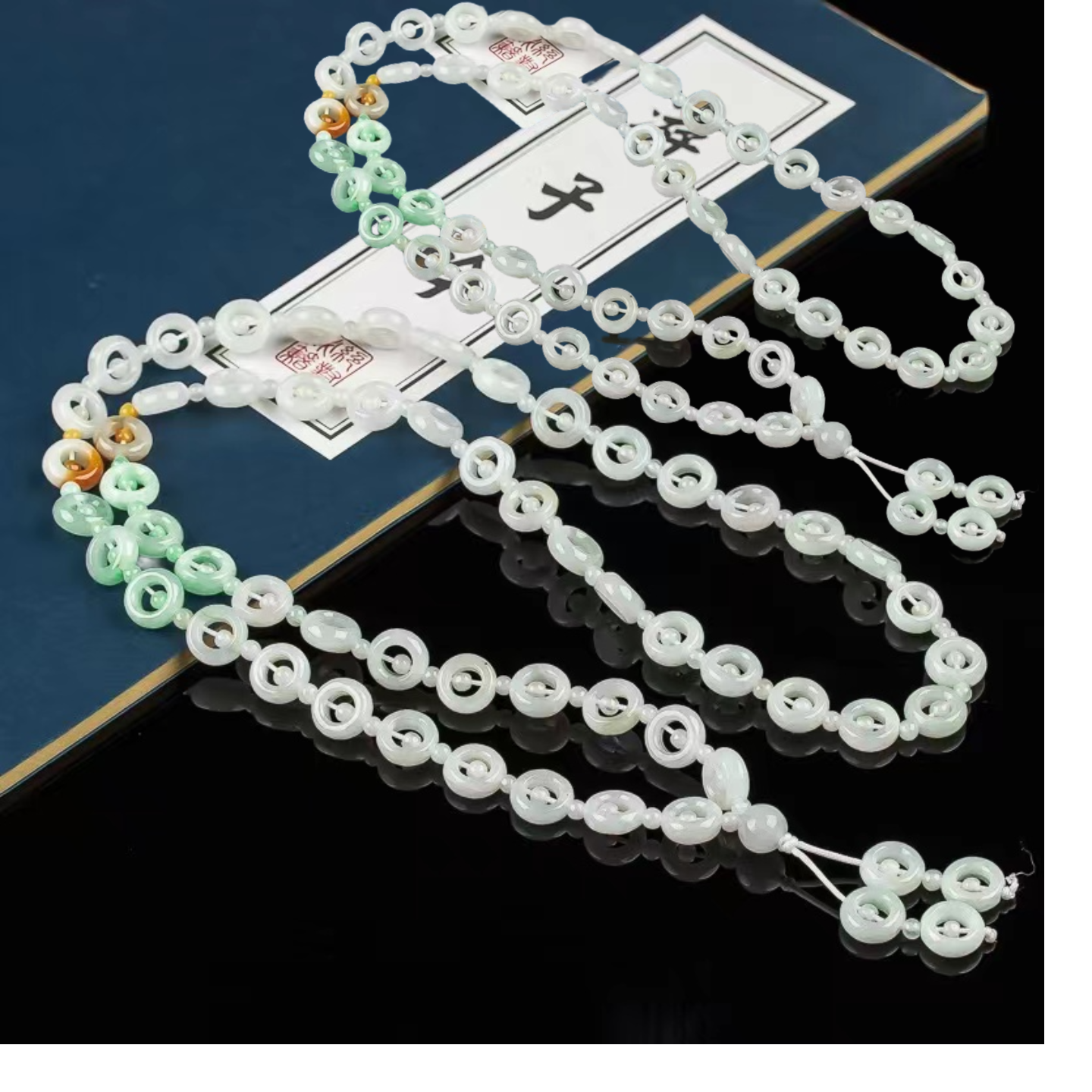 天然翡翠A货母子扣项链珠链9mm简约精美吊坠挂件-多样性发其一件