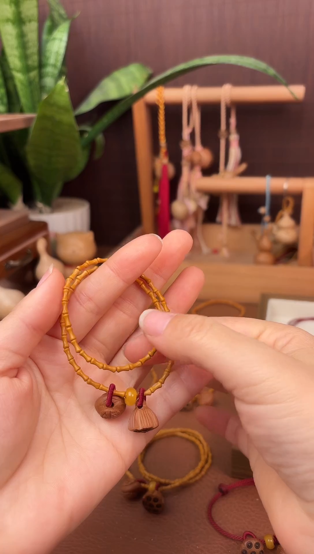 手串桃核双圈好运莲莲竹节跑环