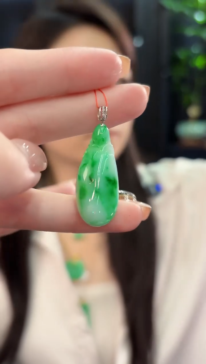 吊坠(不含链)18K金镶嵌翡翠 缅甸A货/支持复检/一件