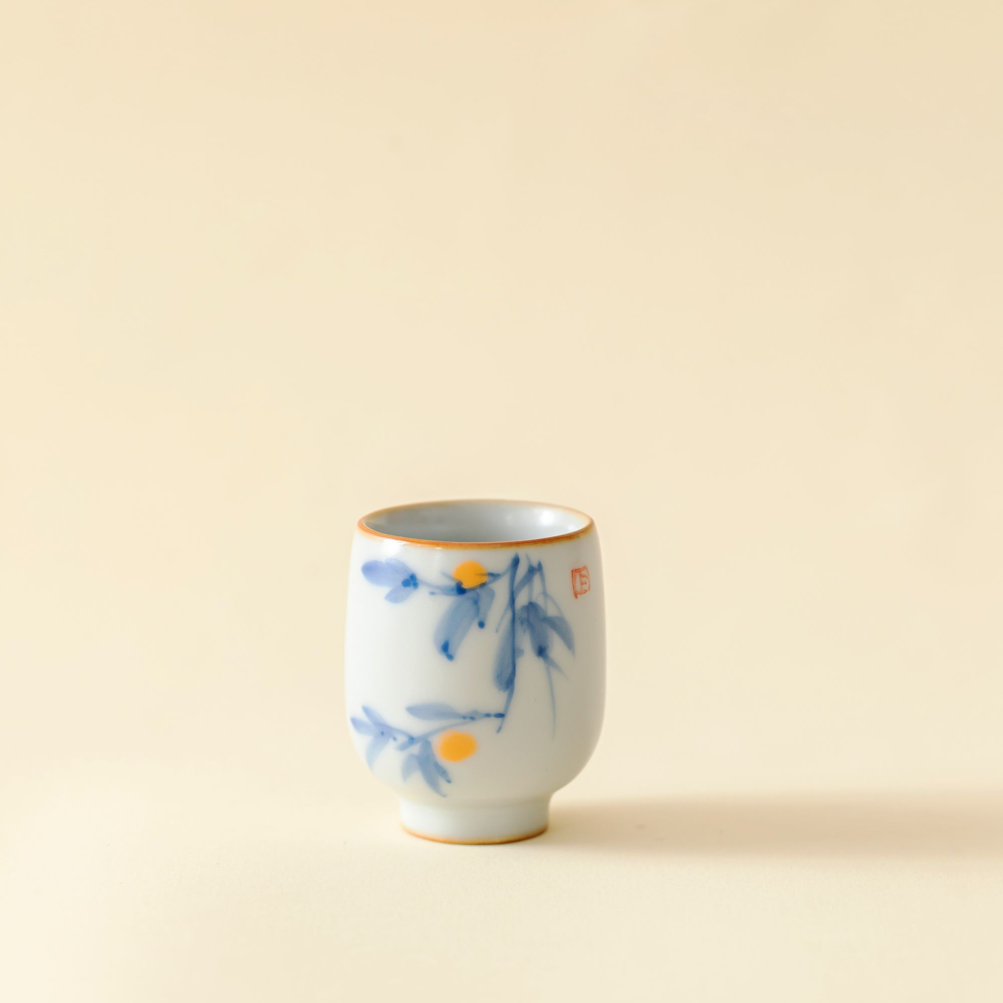 釉中彩手绘柿柿如意品茗杯