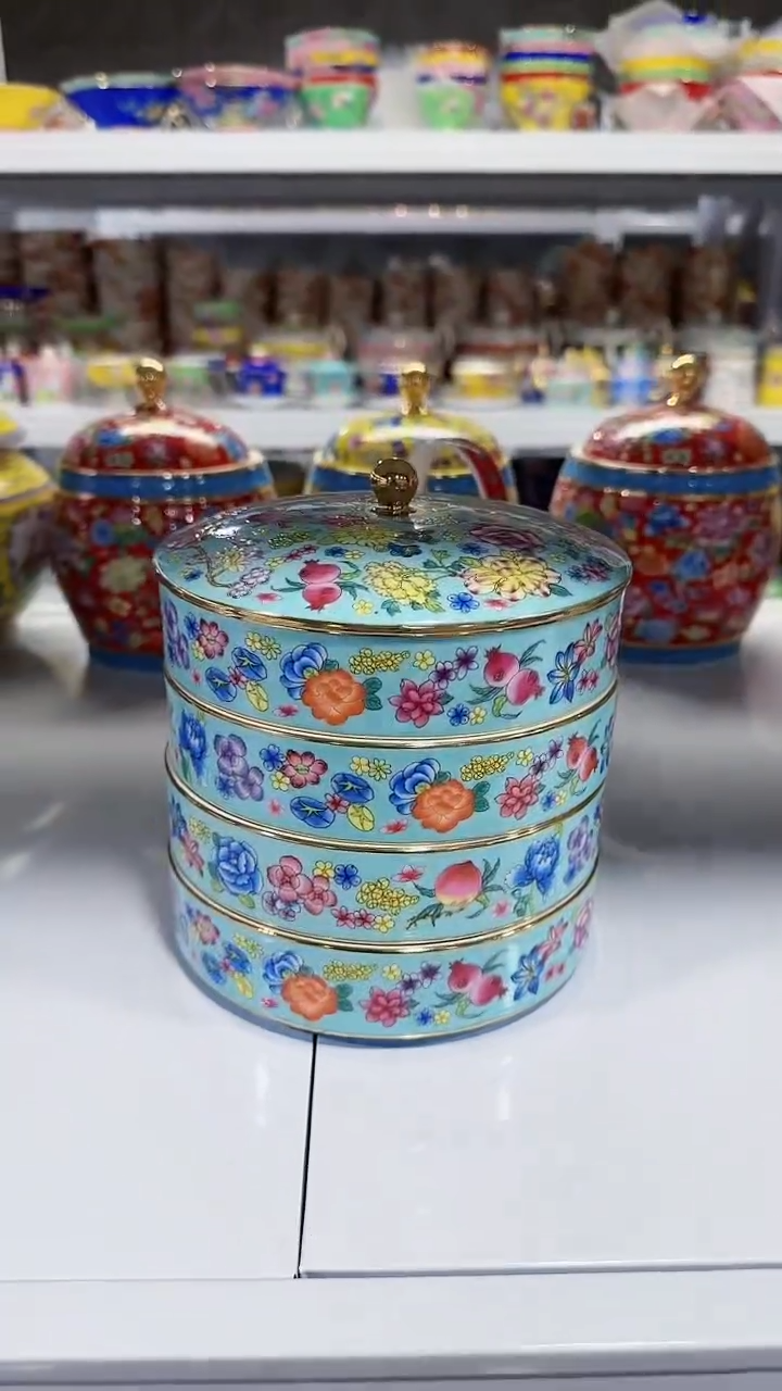 【闪购商品】瓷片茶点盒四层一只景德镇陶瓷