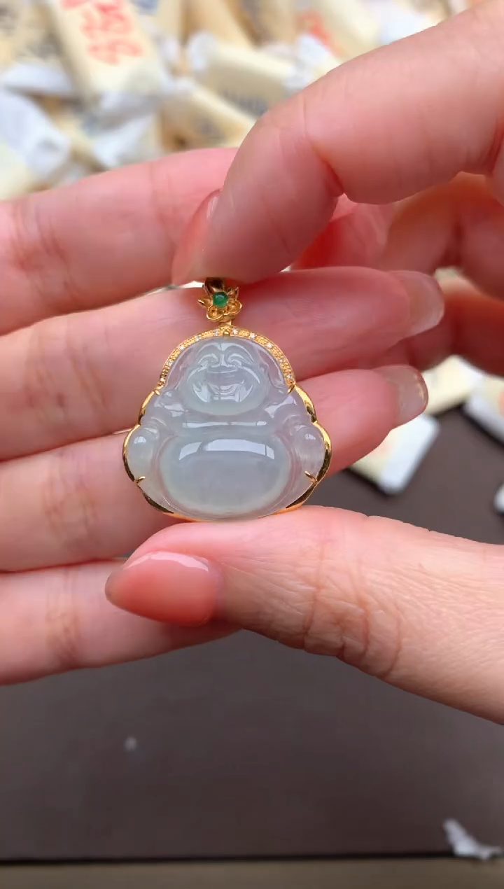 【闪购商品】翡翠挂件18K金镶嵌一