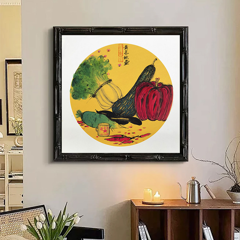 斗方柿柿如意国画玄关挂画大吉大利送朋友生日礼物客厅餐厅装饰画