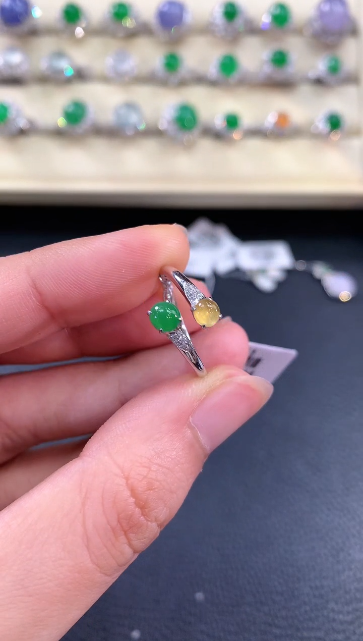 【闪购商品】翡翠戒指18K金镶嵌B11 多样性一件发货