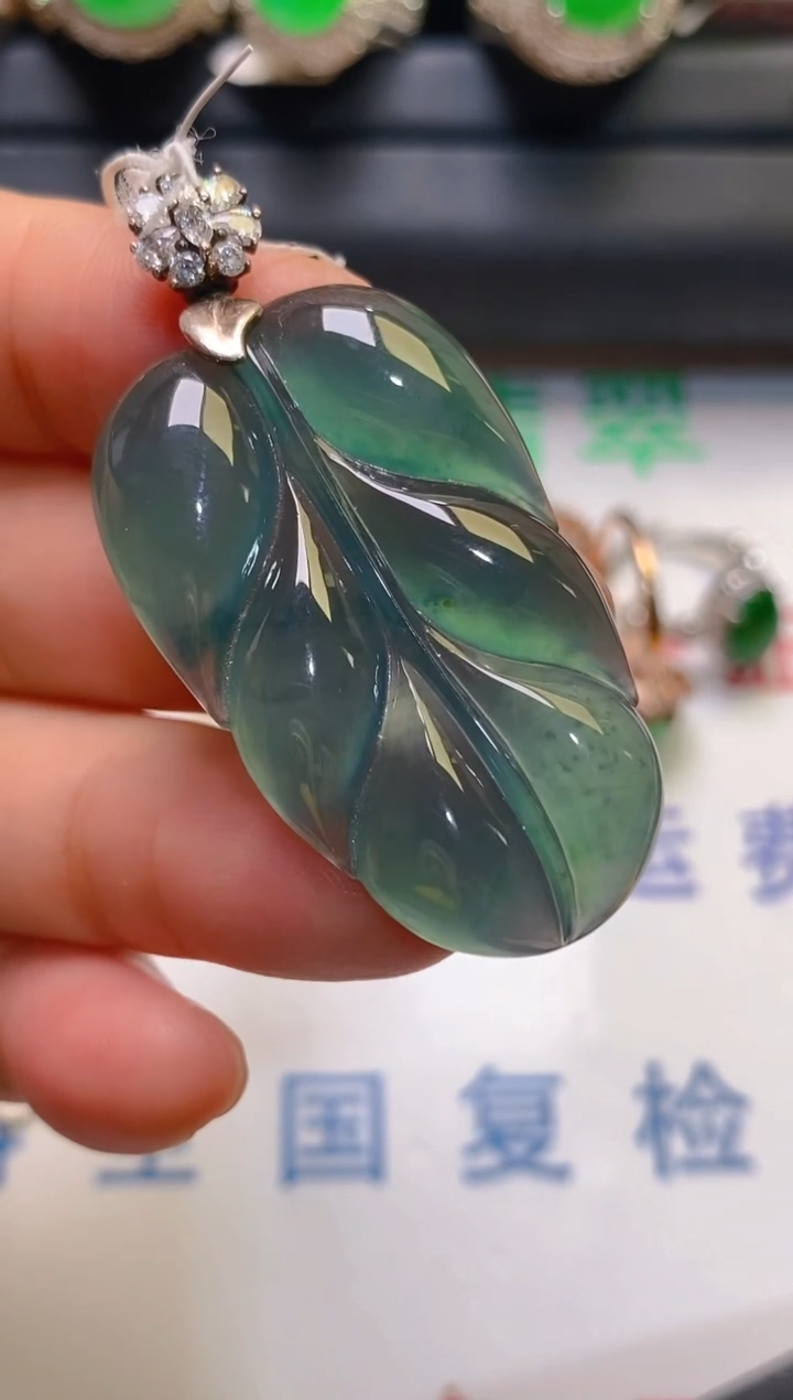 【闪购商品】翡翠耳饰银S925镶嵌天然A货翡翠1