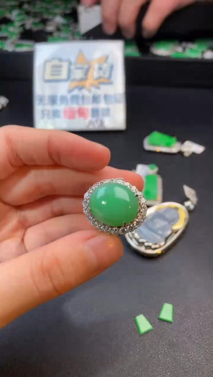 【闪购商品】翡翠戒指银S925镶嵌翡翠