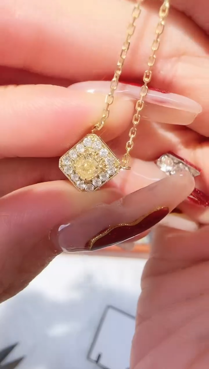 【闪购商品】钻石颈饰18K金镶嵌黄钻项链