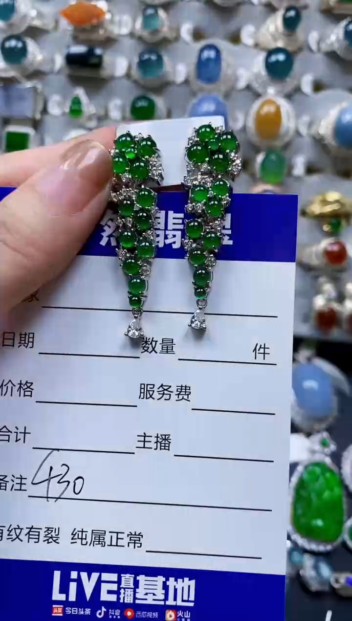 【闪购商品】翡翠耳饰银S925镶嵌0430