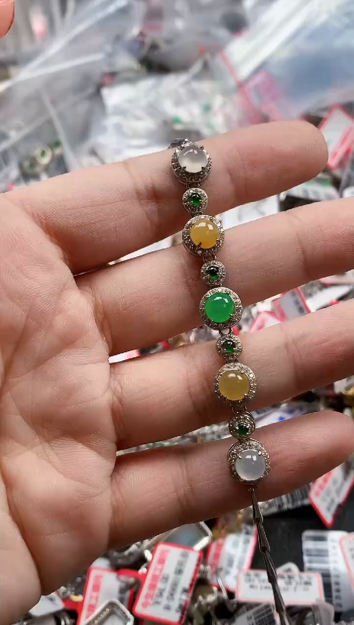 银S925镶嵌戒指翡翠天然A货缅甸翡翠