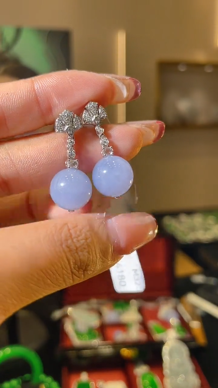 【闪购商品】翡翠耳饰18K金镶嵌天然翡翠A货