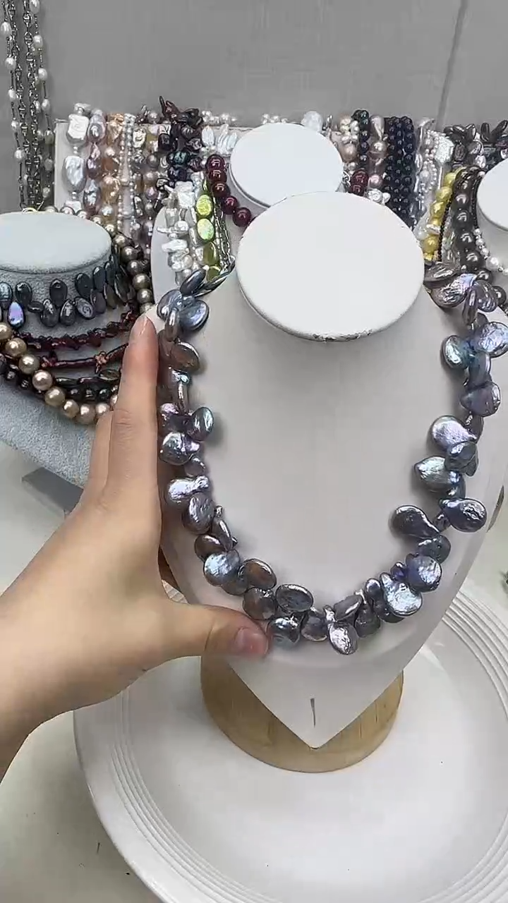 颈饰银S925镀金镶嵌淡水珍珠1