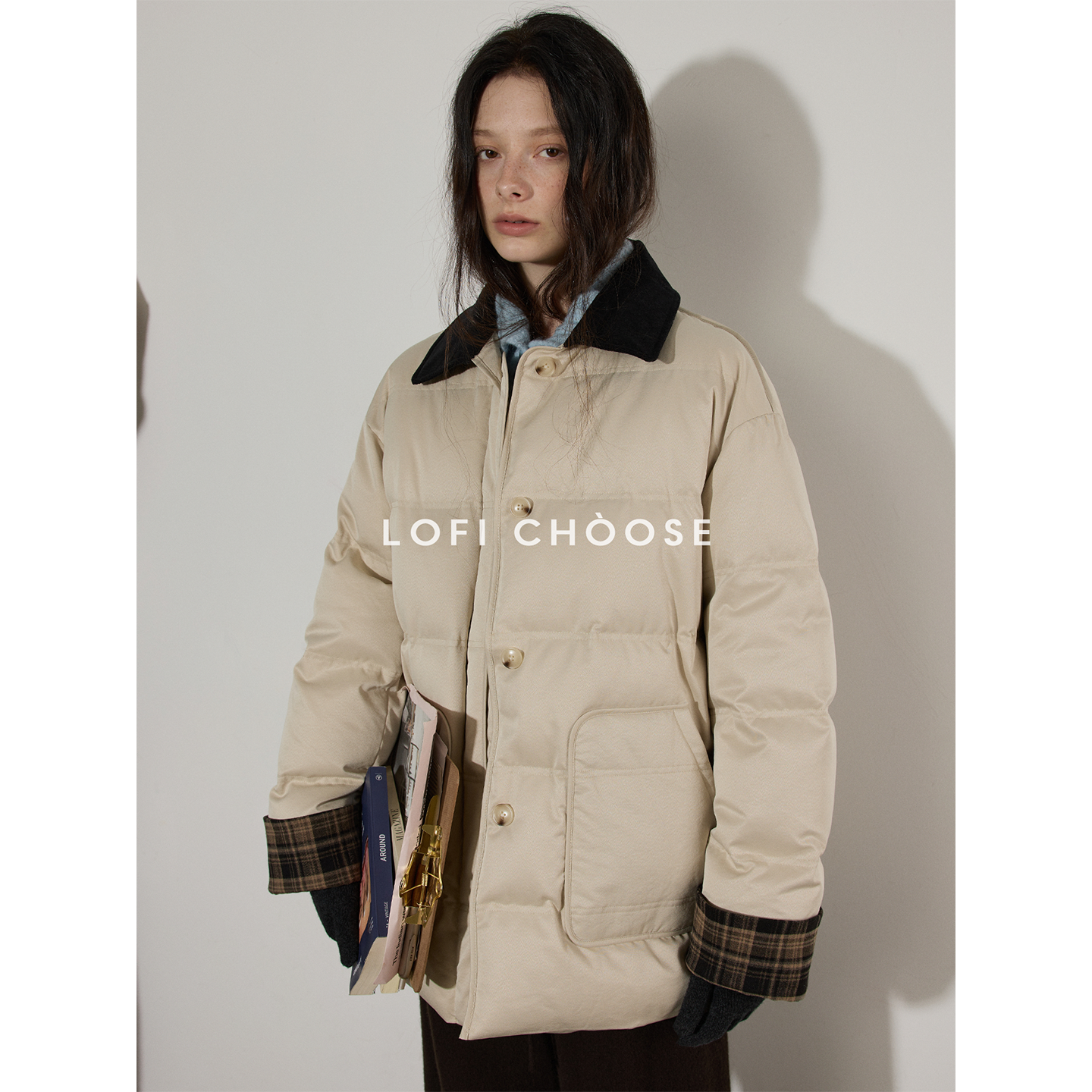 Lofi choose 保暖铠甲！翻领撞色中长款加厚保暖羽绒服