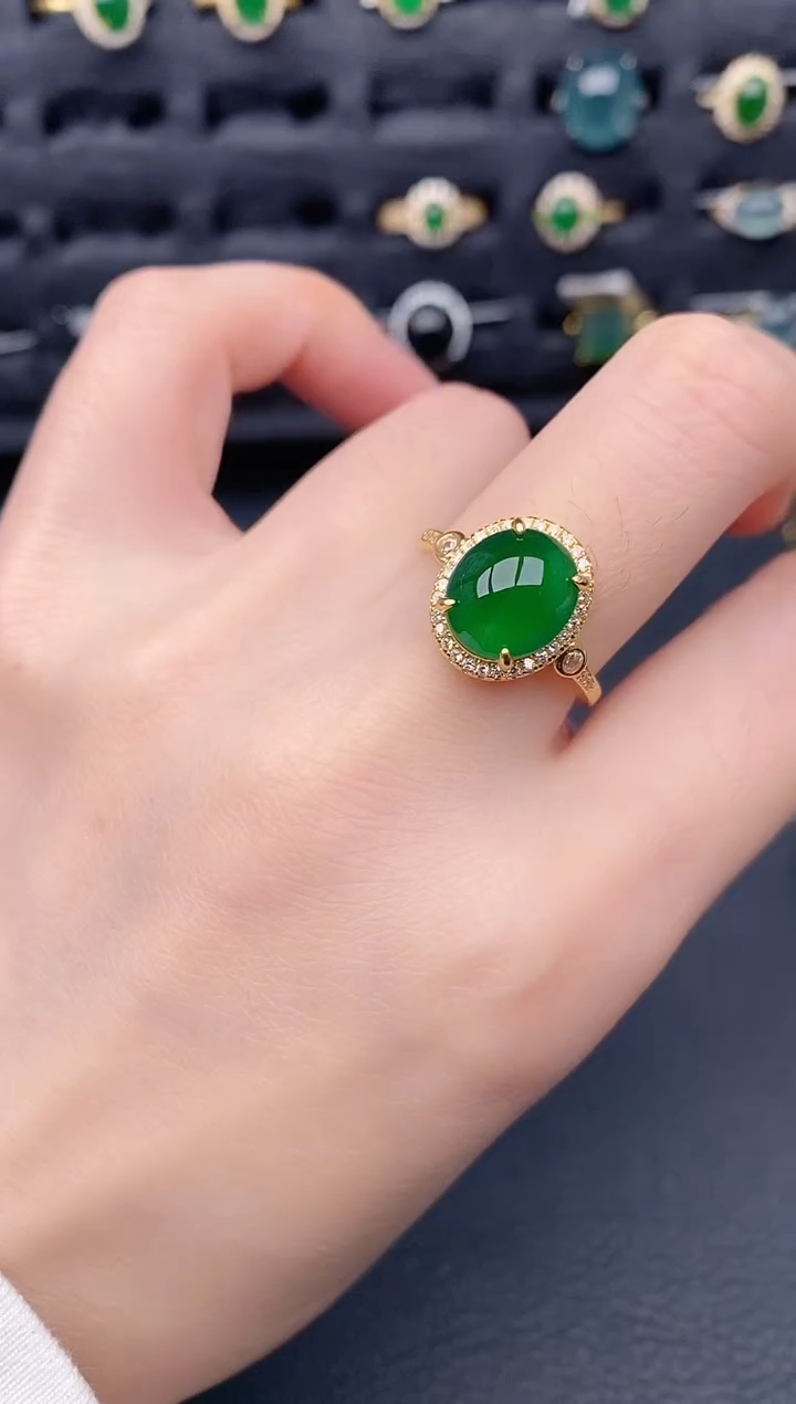 银S925镶嵌戒指翡翠天然a货翡翠314
