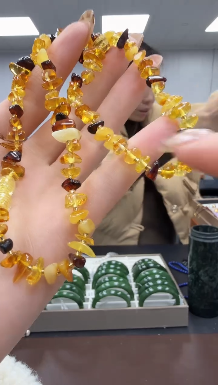 琥珀颈饰未镶嵌多样性发其一ly