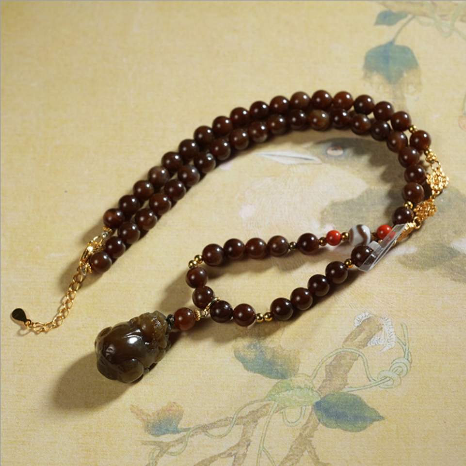 【老掌柜】和田玉糖玉貔貅吊坠项链 M61111