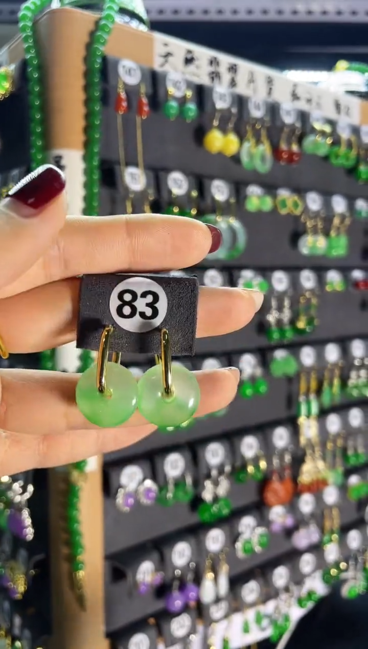 【闪购商品】翡翠耳饰银S925镶嵌83   