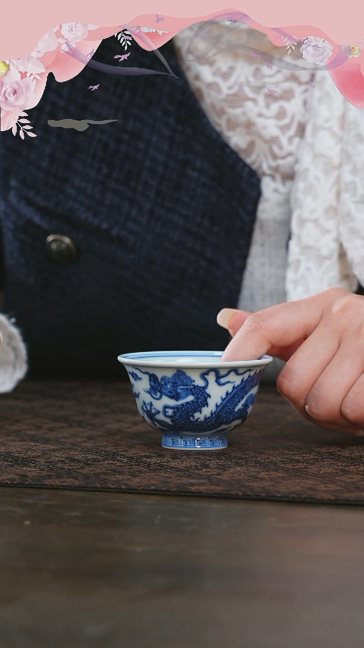 【闪购商品】杯刘建锋窑仿明龙纹小压手杯