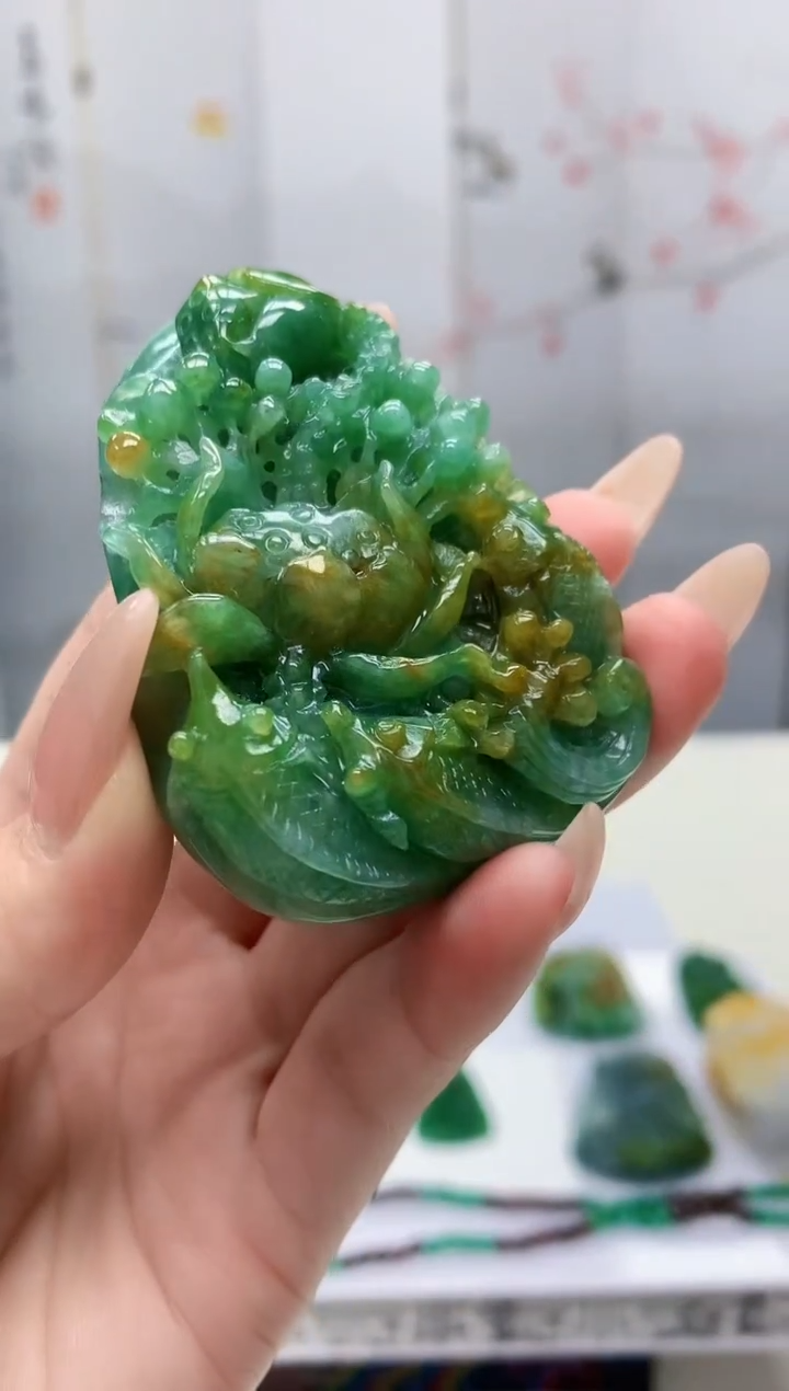 【闪购商品】定制翡翠未镶嵌4852jj-毛货挂件21赠珠链