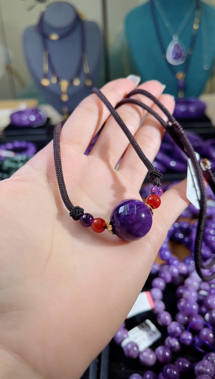 【闪购商品】查罗石（紫龙晶）吊坠未镶嵌锁骨珠18mm