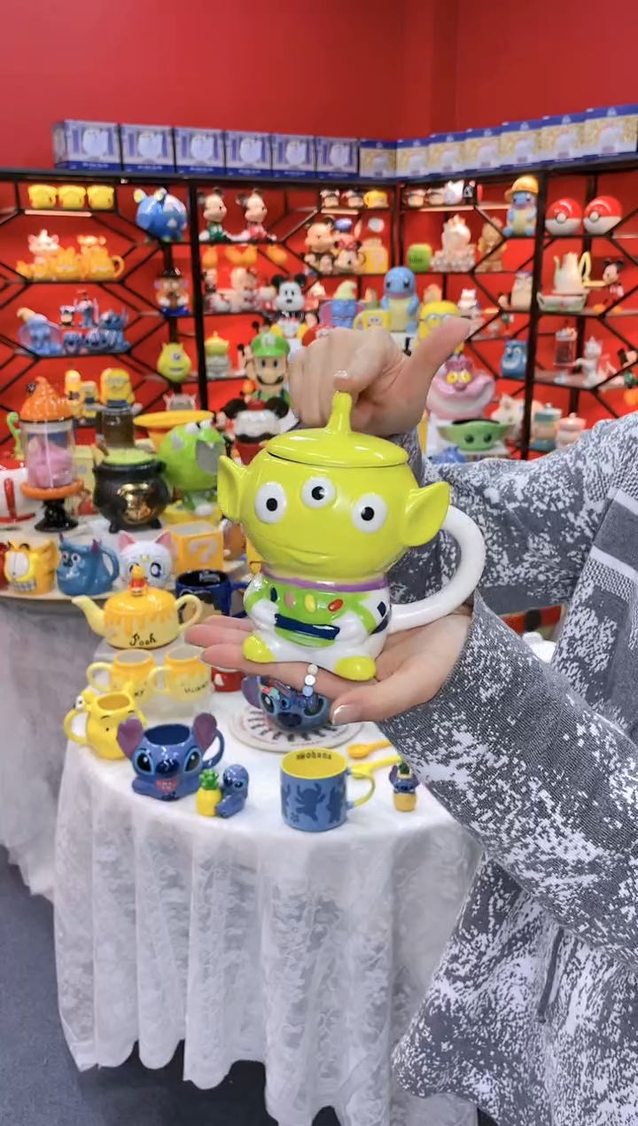 【闪购商品】1@@三眼仔陶瓷带盖杯