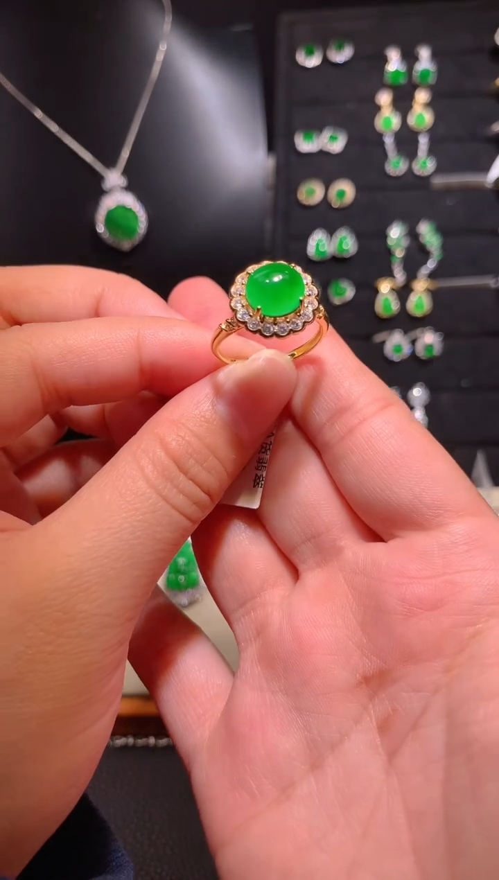 【闪购商品】翡翠戒指银S925镶嵌戒指