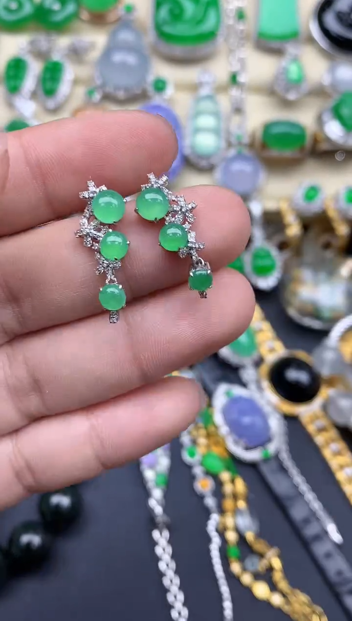 【闪购商品】翡翠耳饰18K金镶嵌477-中国好珍宝