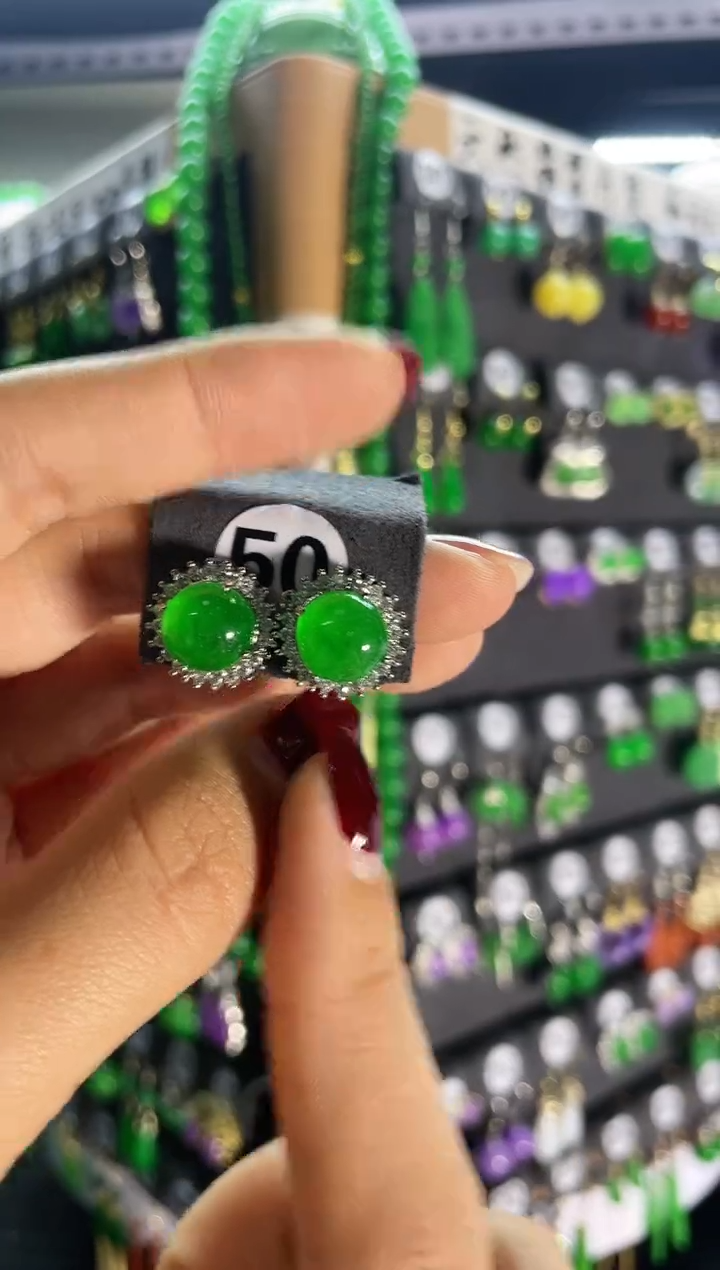 【闪购商品】翡翠耳饰银S925镶嵌50..