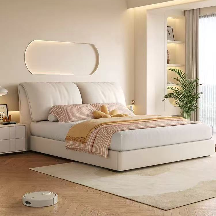 【梵迪纳】大象耳朵布床奶油风主卧室大床网红磨砂布艺床意式极简