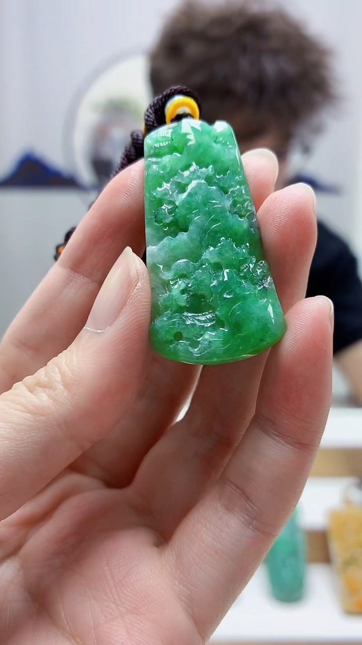 未镶嵌定制翡翠4688zm-毛货挂件18山水