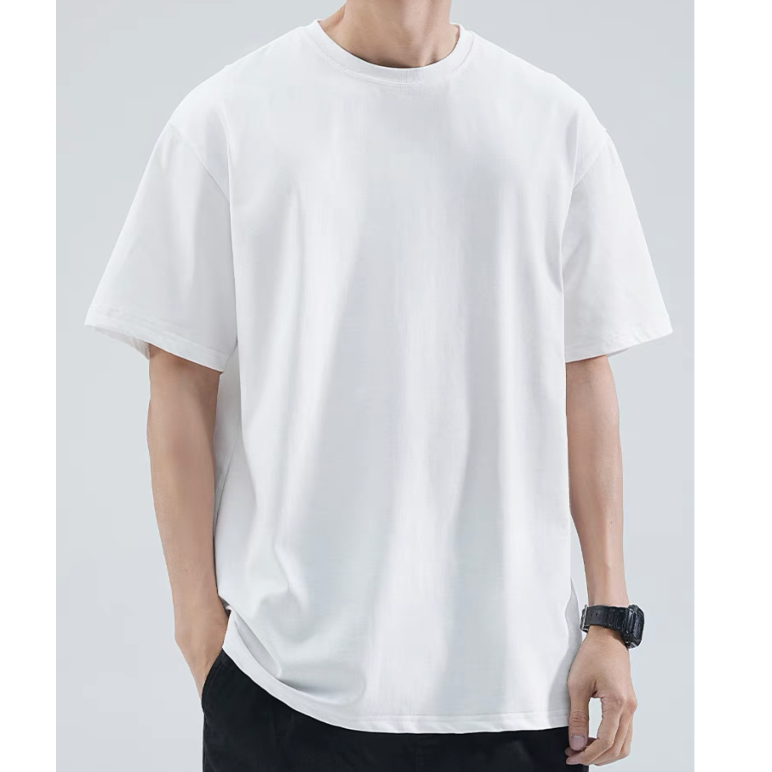 【YIBO】重磅320g圆领正肩合身短袖纯色百搭T恤打底衫