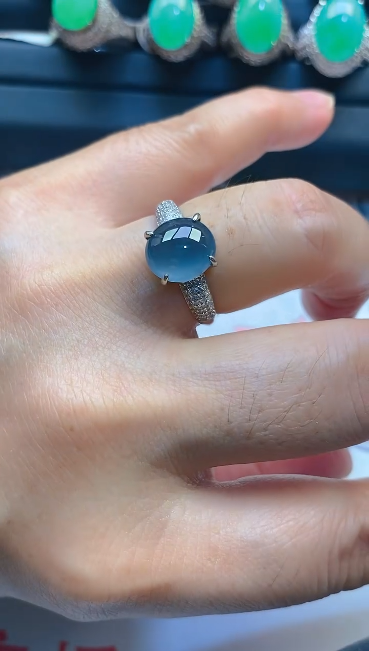 【闪购商品】翡翠耳饰银S925镶嵌天然A货翡翠1