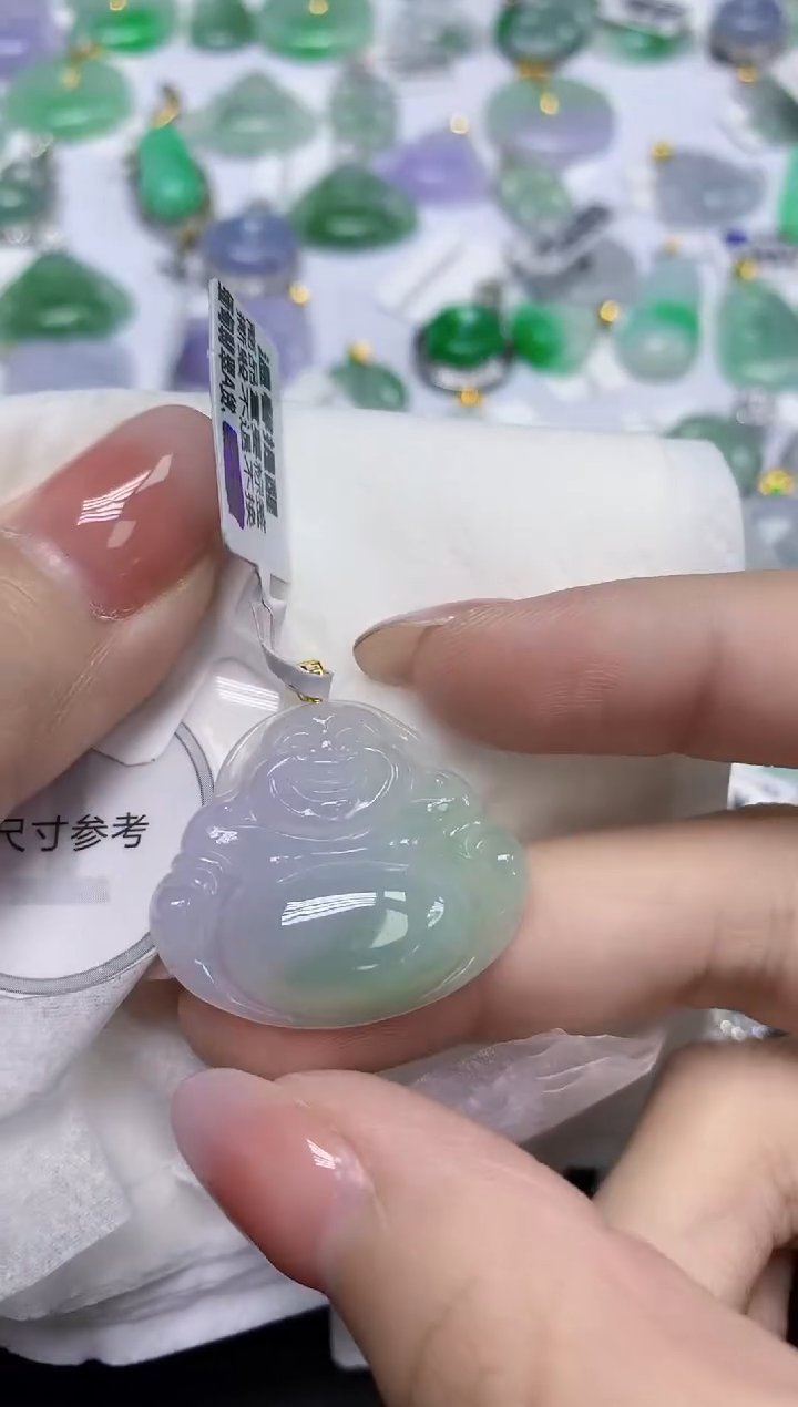 颈饰18K金镶嵌翡翠天然缅甸翡翠A货百元以上9元证书费自理