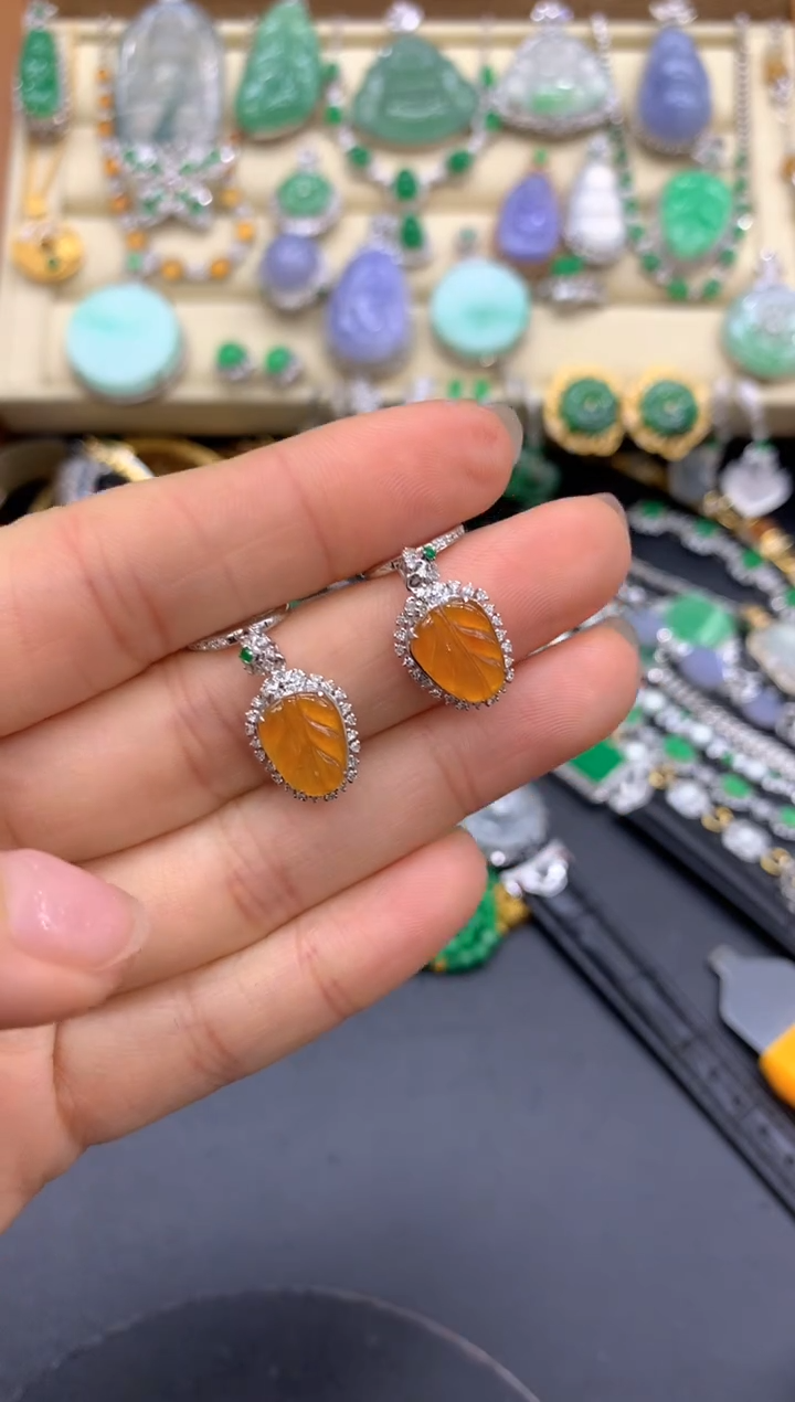 【闪购商品】翡翠耳饰18K金镶嵌398-中国好珍宝