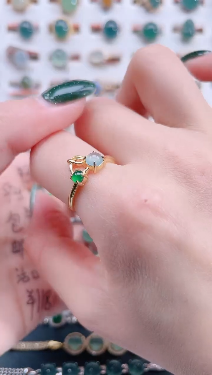 银S925镶嵌戒指翡翠天然翡翠