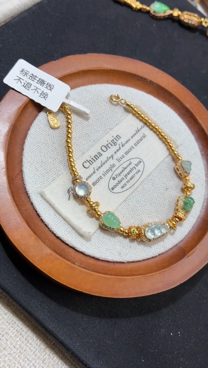 吊坠(不含链)银S925镶嵌翡翠手链