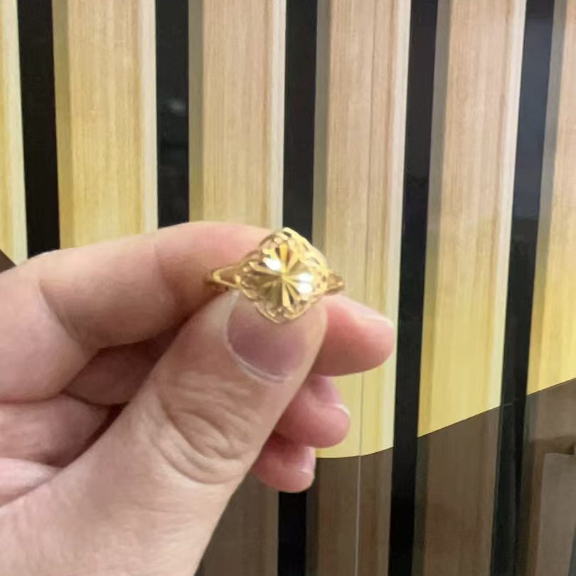 足银戒指 足银戒指花丝四叶草戒指