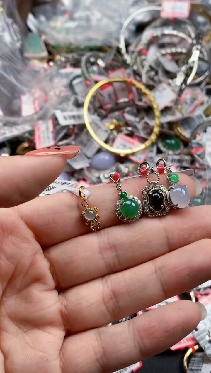 银S925镶嵌戒指翡翠天然A货缅甸翡翠