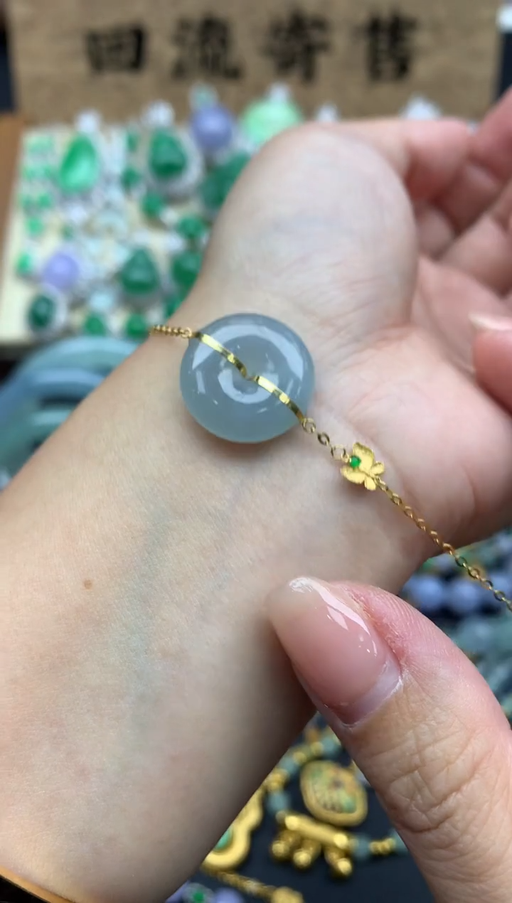 【闪购商品】翡翠手串18K金镶嵌52-中国好珍宝