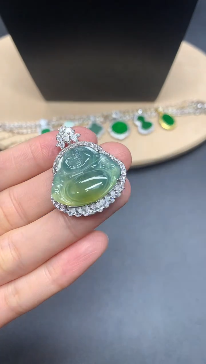 【闪购商品】翡翠吊坠(不含链)银S925镶嵌佛公【多样性发其一】