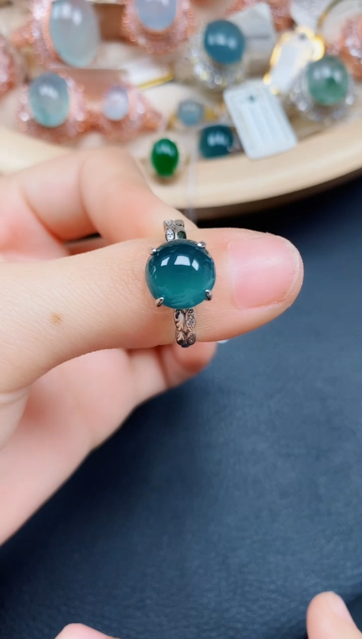 【闪购商品】翡翠戒指银S925镶嵌翡翠