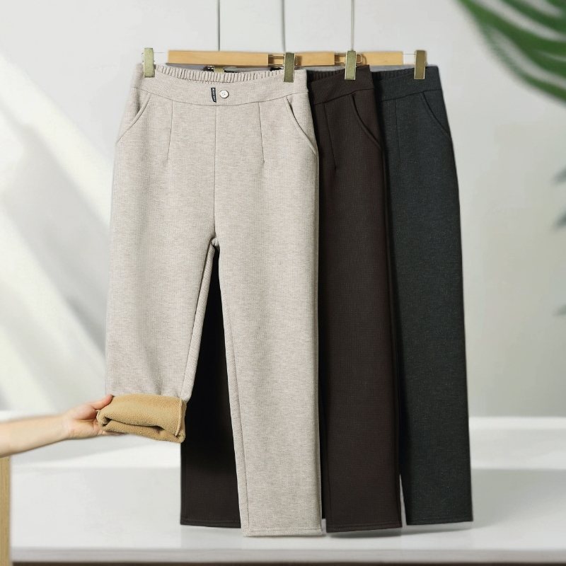 2025秋冬款高腰休闲烟管九分筒裤显瘦洋气哈伦松紧保暖妈妈裤子